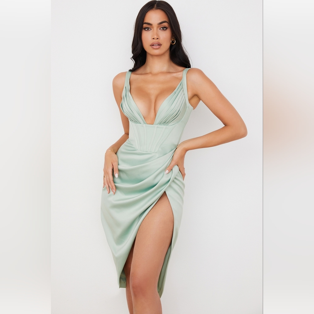 House of CB satin corset midi dress
